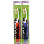 Dr. Plotka, Antimicrobial Toothbrush with Flossing Bristles, Soft, 2 Travel Toothbrushes