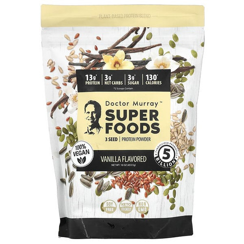 <img alt="Dr. Murrays, Super Foods, 3 Seed Protein Powder, Pumpkin + Flax + Sunflower, Vanilla, 16 oz (453.5 g)" title="Dr. Murrays, Super Foods, 3 Seed Protein Powder, Pumpkin + Flax + Sunflower, Vanilla, 16 oz (453.5 g),850010353197"