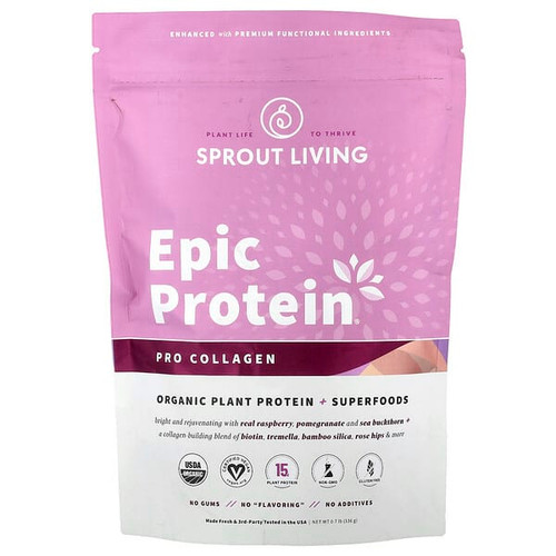 <img alt="Sprout Living, Epic Protein, Pro Collagen, Organic Plant Protein + Superfoods, 0.7 lb (336 g)" title="Sprout Living, Epic Protein, Pro Collagen, Organic Plant Protein + Superfoods, 0.7 lb (336 g),852457007756"