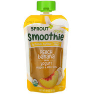 3 PACK OF Sprout Organic, Smoothie, Peach Banana with Yogurt, Veggies & Flax Seed, 4 oz (113 g)