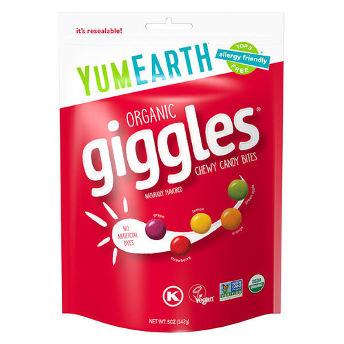 <img alt="YumEarth, Organic Giggles, Chewy Candy Bites, 5 oz (142 g)" title="YumEarth, Organic Giggles, Chewy Candy Bites, 5 oz (142 g),810165019454"