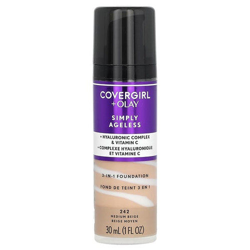 <img alt="Covergirl, Olay Simply Ageless, 3-in-1 Foundation, 242 Medium Beige, 1 fl oz (30 ml)" title="Covergirl, Olay Simply Ageless, 3-in-1 Foundation, 242 Medium Beige, 1 fl oz (30 ml),008100100415"