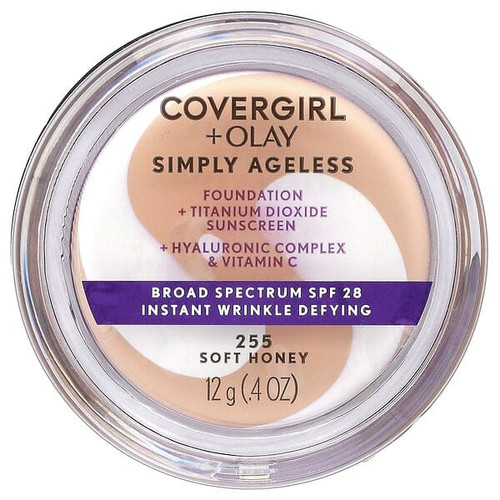 <img alt="Covergirl, Olay Simply Ageless, Foundation, SPF 28, 255 Soft Honey, 0.4 oz (12 g)" title="Covergirl, Olay Simply Ageless, Foundation, SPF 28, 255 Soft Honey, 0.4 oz (12 g),008100007899"