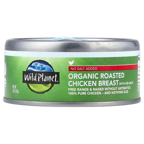 <img alt="Wild Planet, Organic Roasted Chicken Breast With Rib Meat, No Salt Added, 5 oz (142 g)" title="Wild Planet, Organic Roasted Chicken Breast With Rib Meat, No Salt Added, 5 oz (142 g),829696002217"