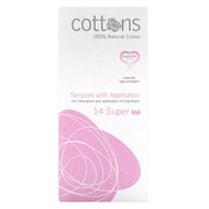 3 PACK OF Cottons, 100% Natural Cotton, Tampons with Applicator, Super, 14 Tampons