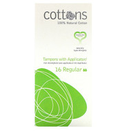 3 PACK OF Cottons, 100% Natural Cotton,  Tampons with Applicator, Regular, 16 Tampons