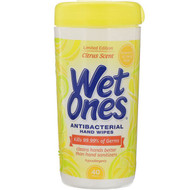 3 PACK OF Wet Ones, Antibacterial, Hand Wipes, Citrus Scent, 40 Wipes