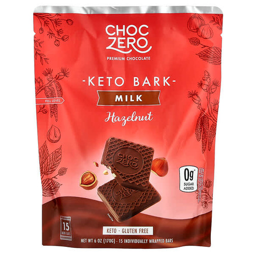 <img alt="ChocZero, Keto Bark, Milk Chocolate, Hazelnut, 15 Mini Bars, 6 oz (170 g)" title="ChocZero, Keto Bark, Milk Chocolate, Hazelnut, 15 Mini Bars, 6 oz (170 g),850008751028"