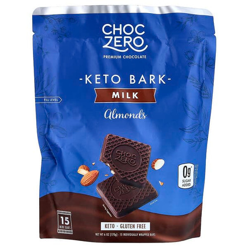 <img alt="ChocZero, Keto Bark, Milk Chocolate, Almond, 15 Mini Bars, 6 oz (170 g)" title="ChocZero, Keto Bark, Milk Chocolate, Almond, 15 Mini Bars, 6 oz (170 g),850008751097"