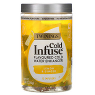 3 PACK OF Twinings, Cold Infuse,  Flavoured Cold Water Enhancer, Lemon & Ginger, 12 Infusers, 1.06 oz (30 g)