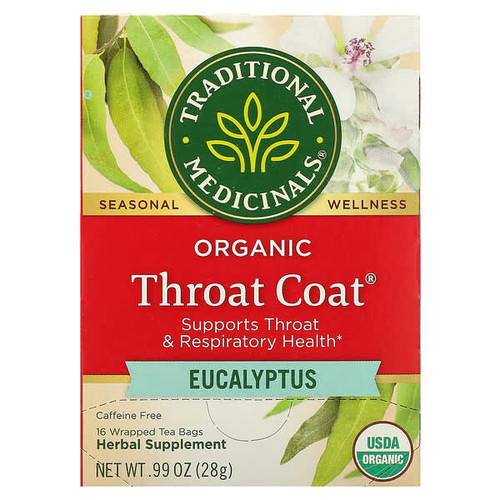 <img alt="Traditional Medicinals, Organic Throat Coat, Eucalyptus, Caffeine Free, 16 Wrapped Tea Bags, 0.99 oz (28 g)" title="Traditional Medicinals, Organic Throat Coat, Eucalyptus, Caffeine Free, 16 Wrapped Tea Bags, 0.99 oz (28 g),032917002983"