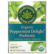 3 PACK OF Traditional Medicinals, Organic Peppermint Delight Probiotic, Caffeine Free, 16 Wrapped Tea Bags, .85 oz (24 g)