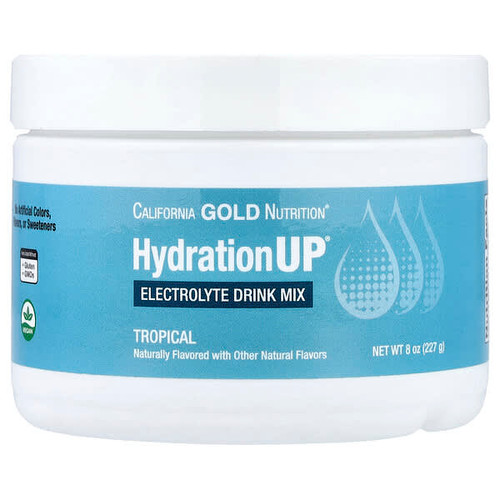 <img alt="California Gold Nutrition, HydrationUP, Electrolyte Drink Mix with Calcium, Potassium, Vitamin C, and Vitamin E, Tropical, 8 oz (227 g)" title="California Gold Nutrition, HydrationUP, Electrolyte Drink Mix with Calcium, Potassium, Vitamin C, and Vitamin E, Tropical, 8 oz (227 g),898220017485"