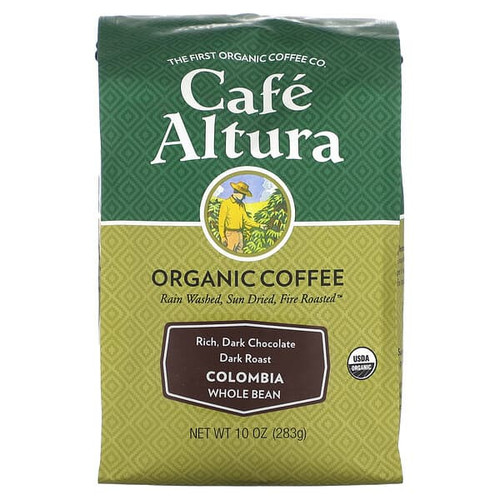 <img alt="Cafe Altura, Organic Coffee, Colombia, Whole Bean, Dark Roast, 10 oz (283 g)" title="Cafe Altura, Organic Coffee, Colombia, Whole Bean, Dark Roast, 10 oz (283 g),032843335704"