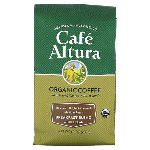 <img alt="Cafe Altura, Organic Coffee, Breakfast Blend, Whole Bean, Medium Roast, 10 oz (283 g)" title="Cafe Altura, Organic Coffee, Breakfast Blend, Whole Bean, Medium Roast, 10 oz (283 g),032843335308"
