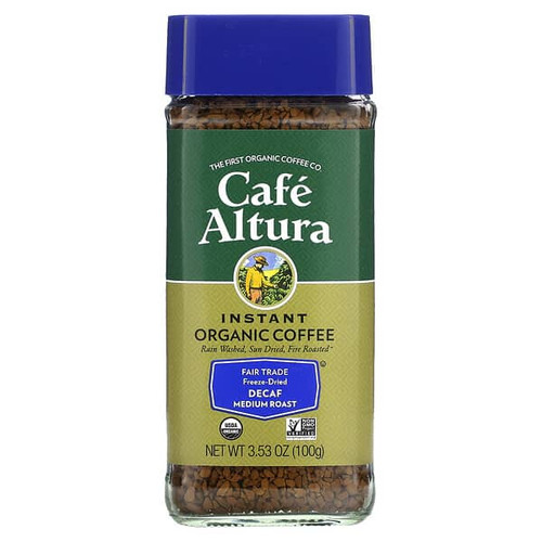 <img alt="Cafe Altura, Instant Organic Coffee, Medium Roast, Freeze-Dried, Decaf, 3.53 oz (100 g)" title="Cafe Altura, Instant Organic Coffee, Medium Roast, Freeze-Dried, Decaf, 3.53 oz (100 g),032843338088"