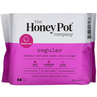 The Honey Pot Company, Herbal-Infused Pads with Wings, Regular, 20 Count