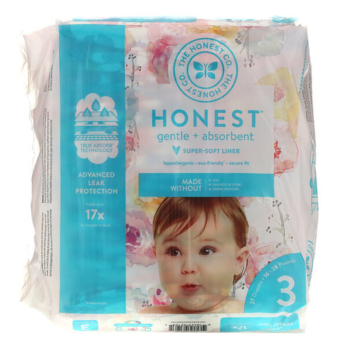 The Honest Company, Honest Diapers, Size 3, 1628 Pounds, Rose Blossom