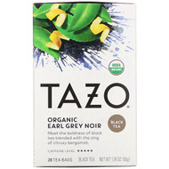 3 PACK OF Tazo Teas, Organic Earl Grey Noir, Black Tea, 20 Tea Bags, 1.76 oz (50 g)