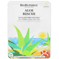 3 PACK OF BioRepublic Skincare, Aloe Rescue, Revitalizing Fiber Sheet Mask, 1 Sheet, 0.63 oz (18 ml)