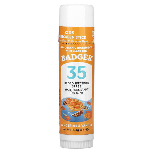 <img alt="Badger, Kids, Sunscreen Stick, SPF 35, Tangerine & Vanilla, 0.65 oz (18.4 g)" title="Badger, Kids, Sunscreen Stick, SPF 35, Tangerine & Vanilla, 0.65 oz (18.4 g),634084472097"