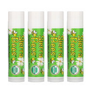 3 PACK OF Sierra Bees, Organic Lip Balms, Mint Burst, 4 Pack, .15 oz (4.25 g) Each