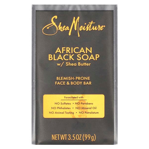 <img alt="SheaMoisture, African Black Bar Soap with Shea Butter, Blemish Prone Face & Body, 3.5 oz (99 g)" title="SheaMoisture, African Black Bar Soap with Shea Butter, Blemish Prone Face & Body, 3.5 oz (99 g),764302270003"