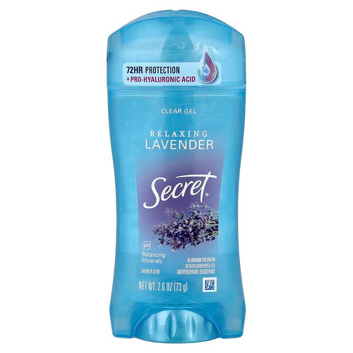 <img alt="Secret, Clear Gel Antiperspirant-Deodorant Stick, Relaxing Lavender, 2.6 oz (73 g)" title="Secret, Clear Gel Antiperspirant-Deodorant Stick, Relaxing Lavender, 2.6 oz (73 g),037000204688"
