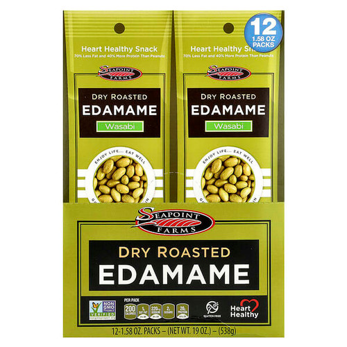 <img alt="Seapoint Farms, Dry Roasted Edamame, Wasabi, 12 Packs, 1.58 oz (45 g) Each" title="Seapoint Farms, Dry Roasted Edamame, Wasabi, 12 Packs, 1.58 oz (45 g) Each,711575017125"
