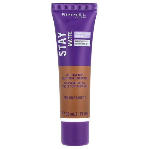 <img alt="Rimmel London, Stay Matte, Full Coverage Mattifying Foundation, 506 Deep Noisette, 1 fl oz (30 ml)" title="Rimmel London, Stay Matte, Full Coverage Mattifying Foundation, 506 Deep Noisette, 1 fl oz (30 ml),3614227134225"