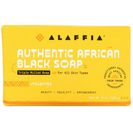 3 PACK OF Alaffia, Authentic African Black Soap Triple Milled Soap, Unscented, 5 oz (140 g)