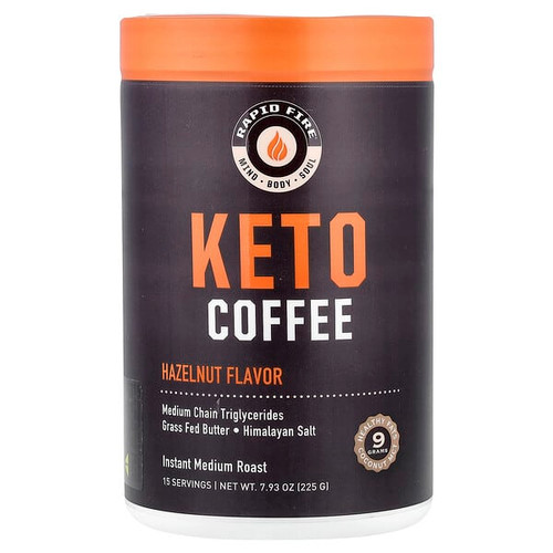 <img alt="RAPIDFIRE, Keto Coffee, Hazelnut, Instant, Medium Roast, 7.93 oz (225 g)" title="RAPIDFIRE, Keto Coffee, Hazelnut, Instant, Medium Roast, 7.93 oz (225 g),035046107949"