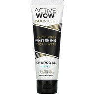 3 PACK OF Active Wow, 24K White, All Natural Whitening Toothpaste, Charcoal + Mint, 4 oz (113 g)