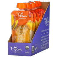 Plum Organics, Organic Baby Food, 6 Months & Up, Mango, Sweet Potato Apple & Millet, 6 Pouches, 3.5 oz (99 g) Each