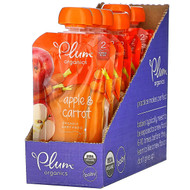 Plum Organics, Organic Baby Food, 6 Months & Up, Apple & Carrot, 6 Pouches, 4 oz (113 g) Each