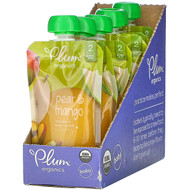 Plum Organics, Organic Baby Food,  Pear & Mango, 6 Pouches, 4 oz (113 g) Each