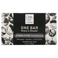 3 PACK OF One with Nature, One Bar, Shave & Shower, Stimulating Sandalwood, 3.5 oz (100 g)