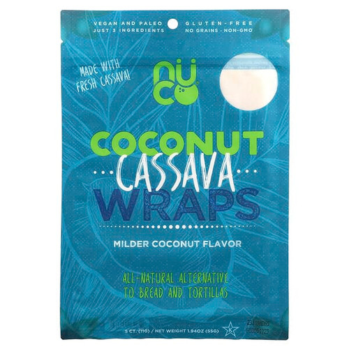 <img alt="NUCO, Coconut Cassava Wraps, Milder Coconut, 5 Count, 1.94 oz (55 g)" title="NUCO, Coconut Cassava Wraps, Milder Coconut, 5 Count, 1.94 oz (55 g),850306006639"