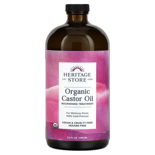 <img alt="Heritage Store, Organic Castor Oil, 32 fl oz (946 ml)" title="Heritage Store, Organic Castor Oil, 32 fl oz (946 ml),076970221318"