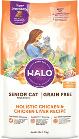 Halo Holistic Grain Free For Senior Cats Chicken and Chicken Liver Recipe -- 6 lbs