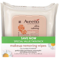 Aveeno Active Naturals Ultra-Calming Makeup Removing Wipes -- 25 Wipes Each - Pack of 2