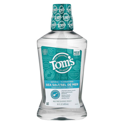<img alt="Toms of Maine, Sea Salt Mouthwash,  Fluoride Free, Refreshing Mint, 16 fl oz (473 ml)" title="Toms of Maine, Sea Salt Mouthwash,  Fluoride Free, Refreshing Mint, 16 fl oz (473 ml),077326468388"