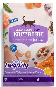 3 PACK OF Rachael Ray Nutrish Longevity Super Premium Food For cats Chicken with Chickpeas & Salmon Recipe -- 3 lb