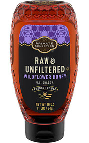 3 PACK OF Private Selection Raw & Unfiltered Wildflower Honey -- 16 oz