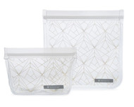 3 PACK OF Full Circle Reuseable Lunch Bag Set Gold Geo -- 2 Bags