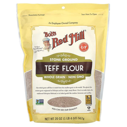 <img alt="Bobs Red Mill, Teff Flour, Whole Grain, Gluten Free, 20 oz ( 567 g)" title="Bobs Red Mill, Teff Flour, Whole Grain, Gluten Free, 20 oz ( 567 g),039978115393"