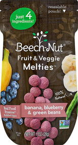 3 PACK OF Beech-Nut Fruit & Veggie Melties Banana Blueberry & Green Beans -- 1 oz