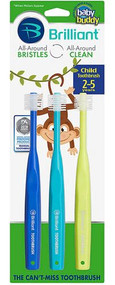 Baby Buddy Brilliant! Child Toothbrush Royal, Teal, Lime -- 3 Pack