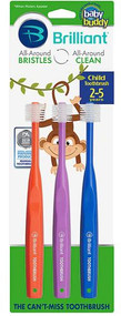Baby Buddy Brilliant! Child Toothbrush Red Purple & Royal Blue -- 3 Pack