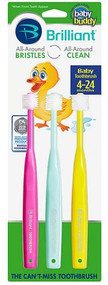 Baby Buddy Brilliant! Baby Toothbrush Pink, Mint, Yellow -- 3 Pack